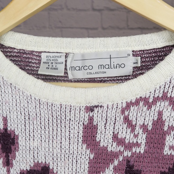 Vintage 80s Geometric Abstract Purple Sweater - Picture 6 of 6